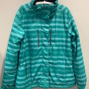 Powder women’s ski winter coat size M green stripe
